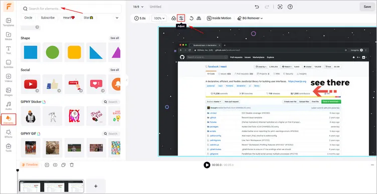 Add Elements to Screenshot - FlexClip