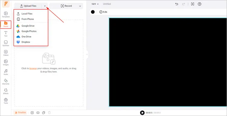 Upload Your Screenshot Materials - FlexClip