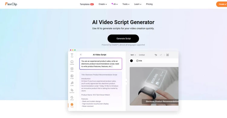 AI Video Script Feature - FlexClip