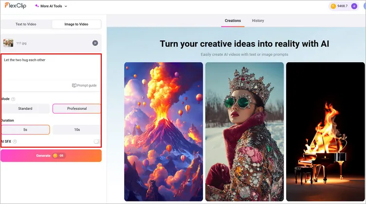 urn Your AI Celebrity Selfie into a Stunning Video - Text Prompt