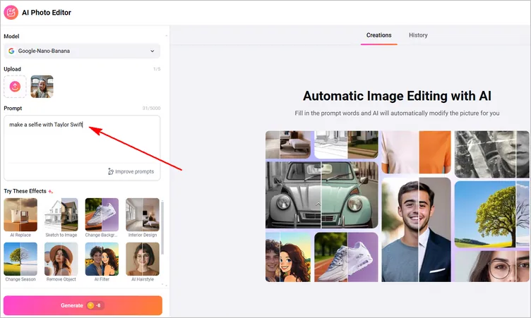 How to Make AI Selfie with Celebrity - Write Prompt