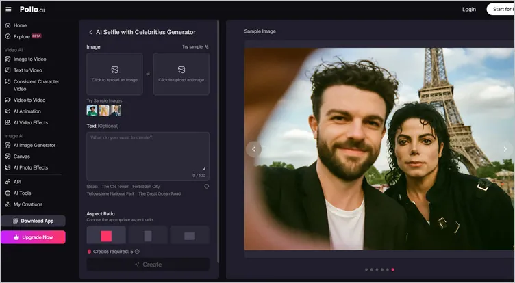 AI Selfie with Celebrity Generator - Pollo AI