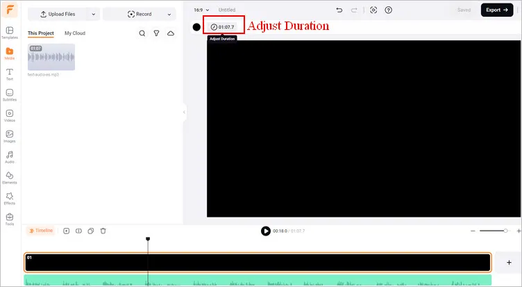 How to Separate Vocal from Music Online with FlexClip- Adjust Duration