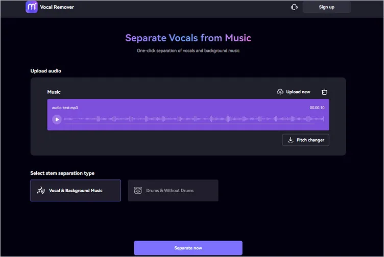 Separate Vocal from Music Online with Medio.io - Separate