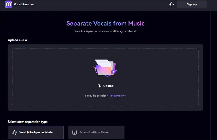 Separate Vocal from Music Online with Medio.io - Upload