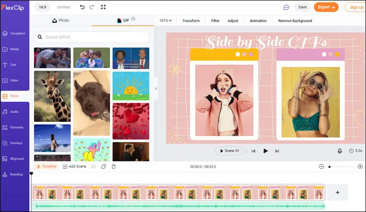 Free Online Side by Side GIF Maker - FlexClip