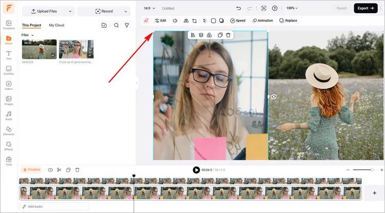 Edit the Two Videos to Collage Them Side by Side