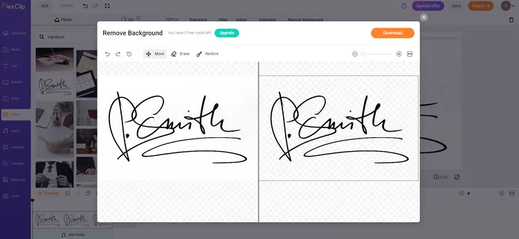 Signature Background Remover - FlexClip