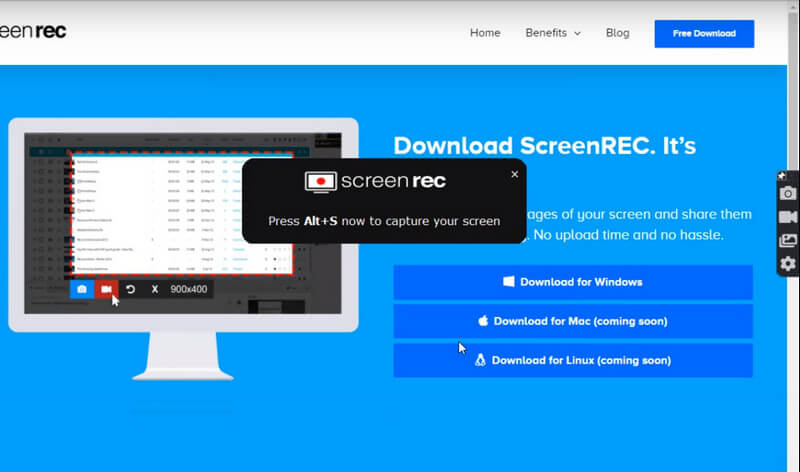 ScreenRec Simple Screen Recorder.