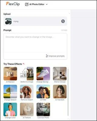 Go to FlexClip's AI Photo Editor and Upload Your Photo