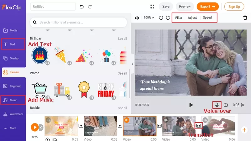 Slow Down a Video Online with FlexClip - Step 3