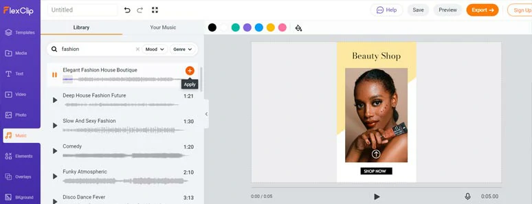 Add fashionable music and SFX to Snapchat video ads