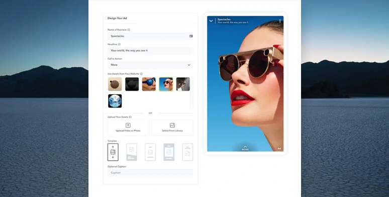 Design your Snapchat ads and upload videos or images 