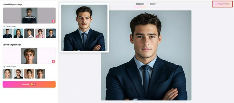 Download Face Swapped Image or Continue Edits in FlexClip