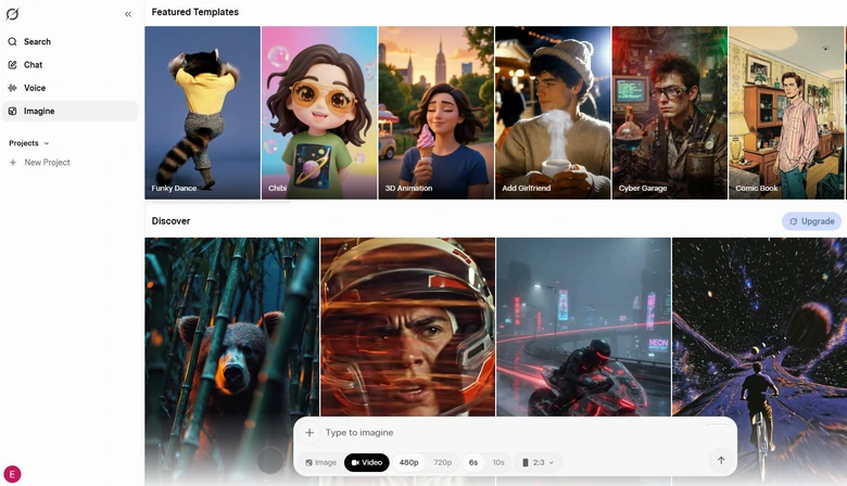 Grok Imagine Video Interface