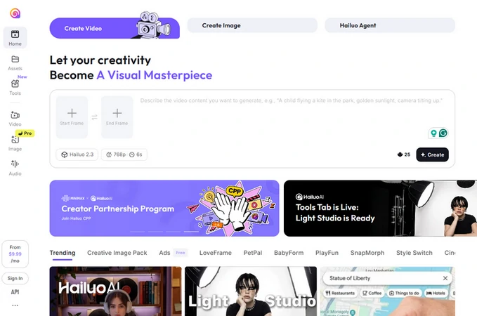 Minimax Hailuo Interface