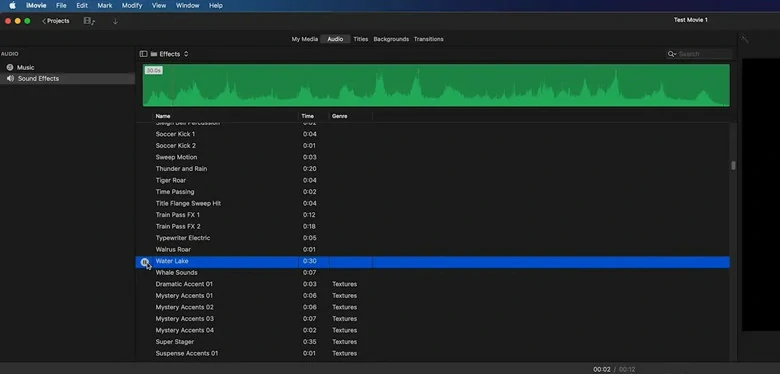 Open iMovie Audio Library