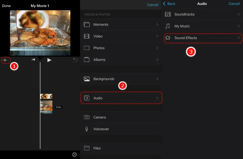Preview Sound Effects and Add to Timeline