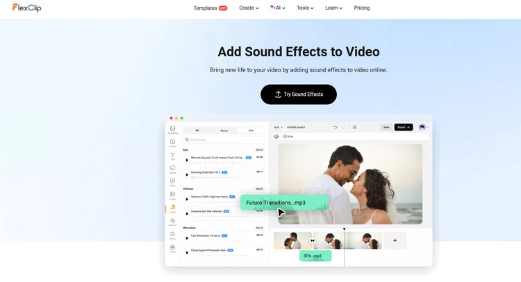 Add Sound Effects for Video - FlexClip