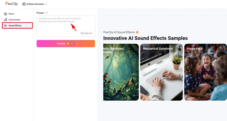 Create Sound Effects for Podcast - FlexClip