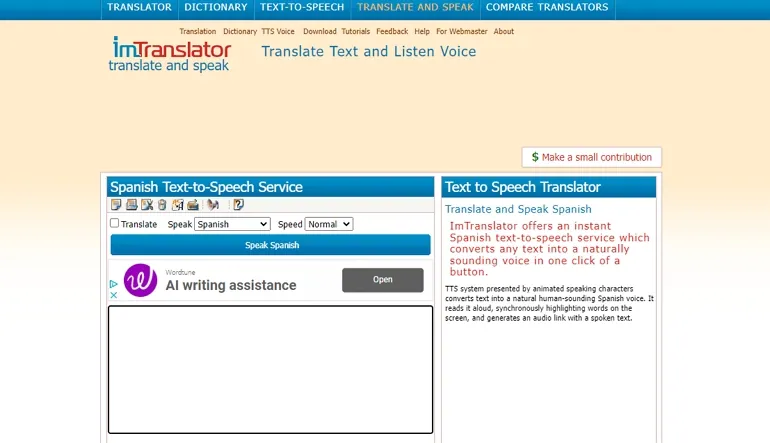 Spanish Text to Speech Converter - ImTranslator