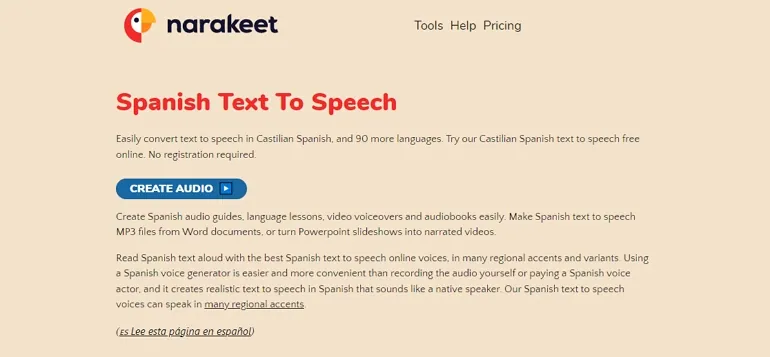 Spanish Text to Speech Converter - Narakeet