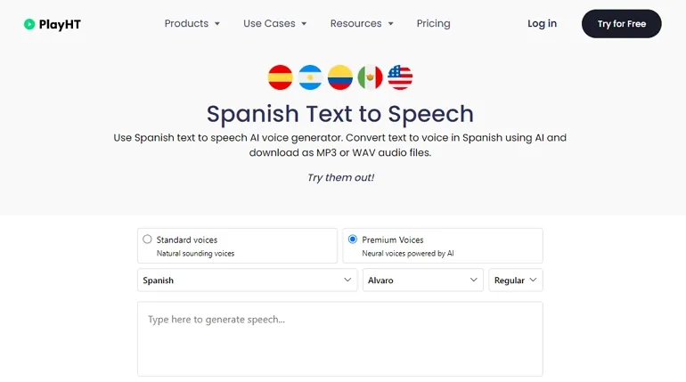 Spanish Text to Speech Converter - PlayHT