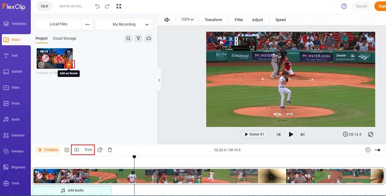 Add your sports video to the intuitive timeline