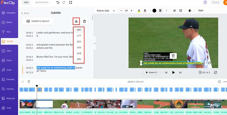 Proofread and correct auto-generated subtitles or download subtitles for closed captions or other repurposings