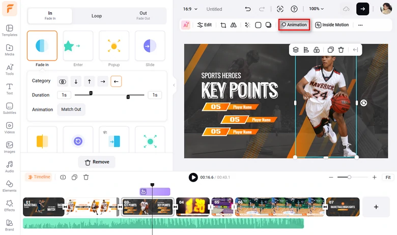 The image’s background was removed and you can animate the player’s image