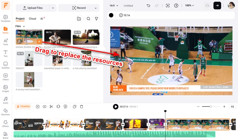 Drag and drop video elements with yours