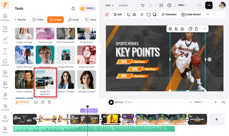 Add a new player into the sports intro and remove the image’s background