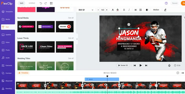 Use FlexClip sports intro maker to create compelling sports intros