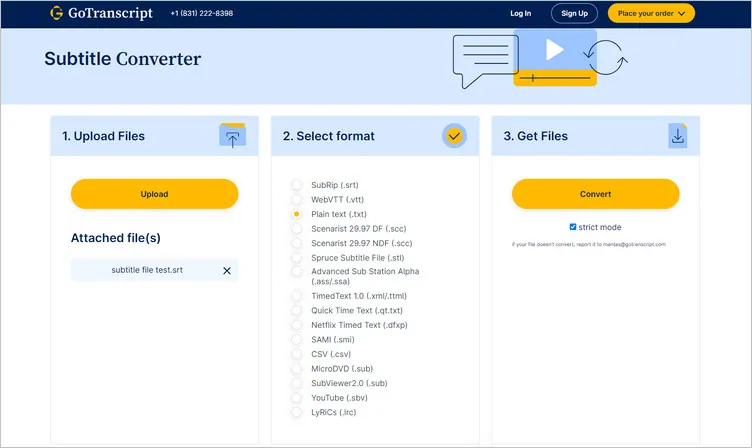 Convert SRT to Text File with GoTranscript