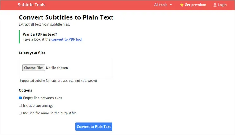 Convert SRT to Text File with Subtitle Tools