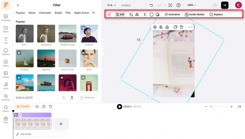 Rotate the Tilted Image with FlexClip