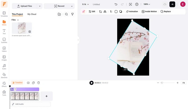 Rotate the Tilted Image with FlexClip