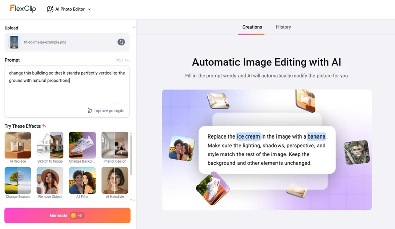 Straighten Image Online with FlexClip
