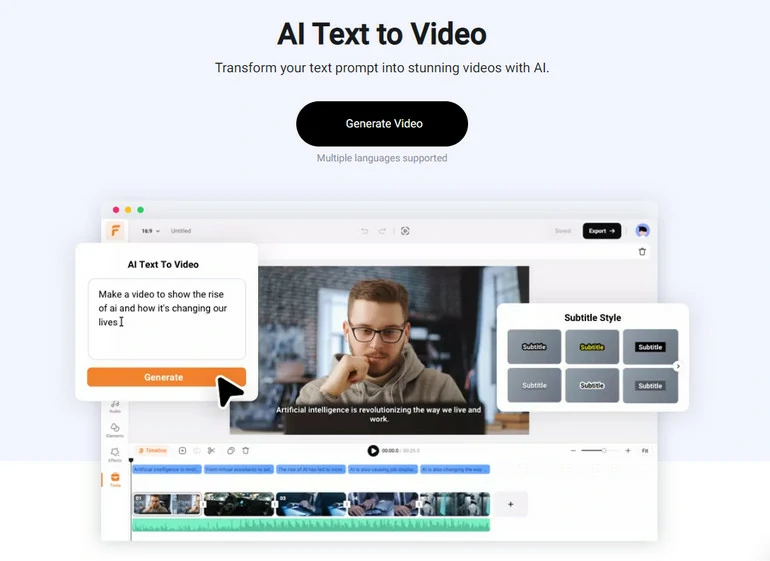 Text-zu-Video KI-Tool FlexClip Übersicht