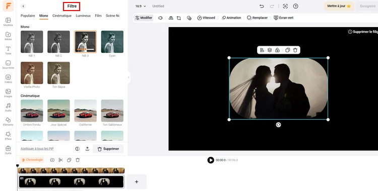 Ajoutez un filtre à l'ajout d'une image ou d'une vidéo - FlexClip