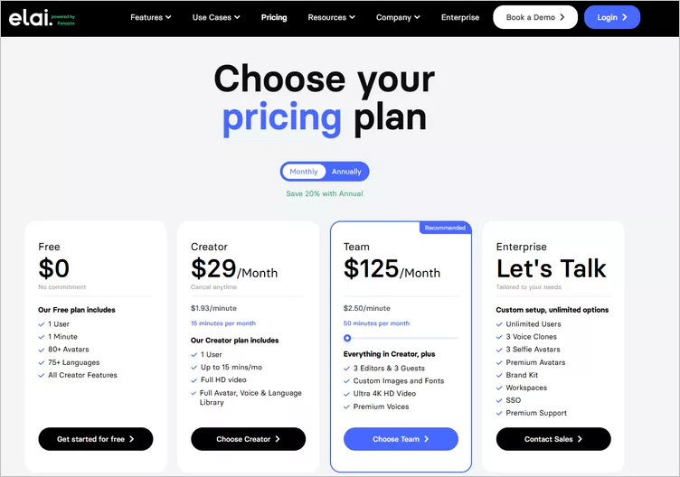 Elai Pricing