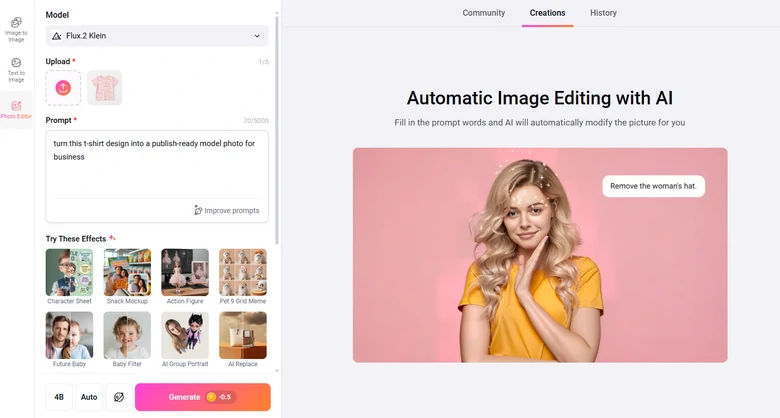 Edit the T-Shirt Image Using FlexClip AI