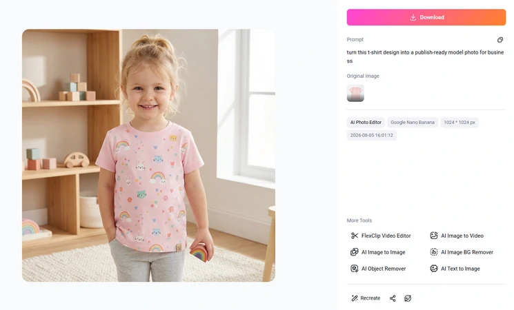Edit the T-Shirt Image Using FlexClip AI