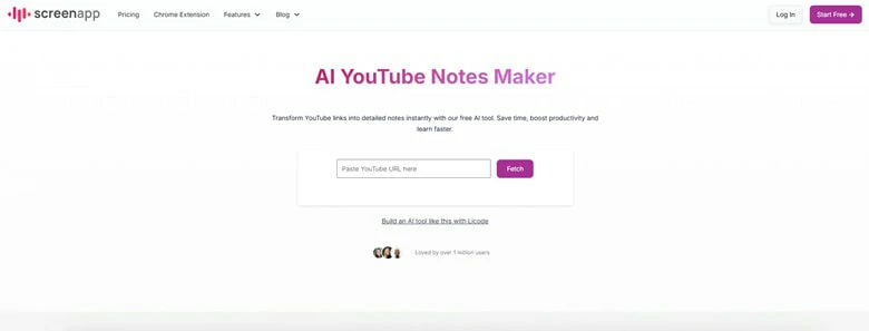 Generate Notes Summary from YouTube with AI ScreenApp