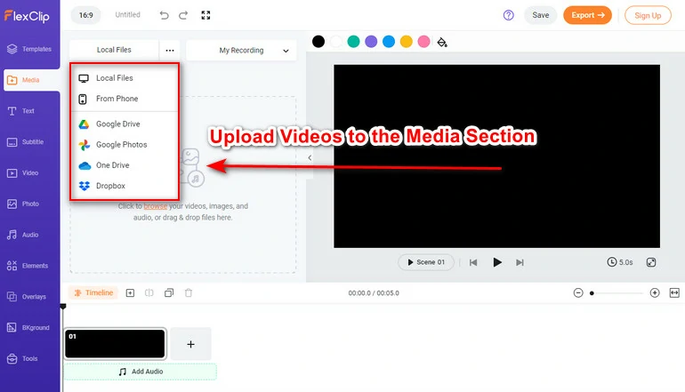 Upload Videos to FlexClip