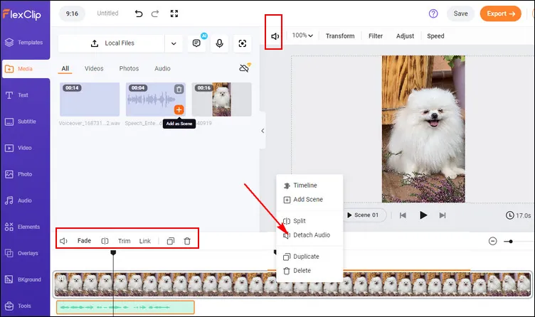 Make a Talking Dog Video Online - Adjust Voice