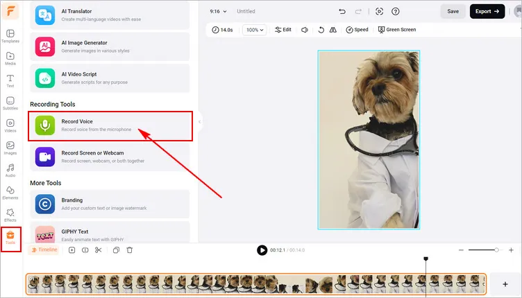 Make a Talking Dog Video Online - Record Voice