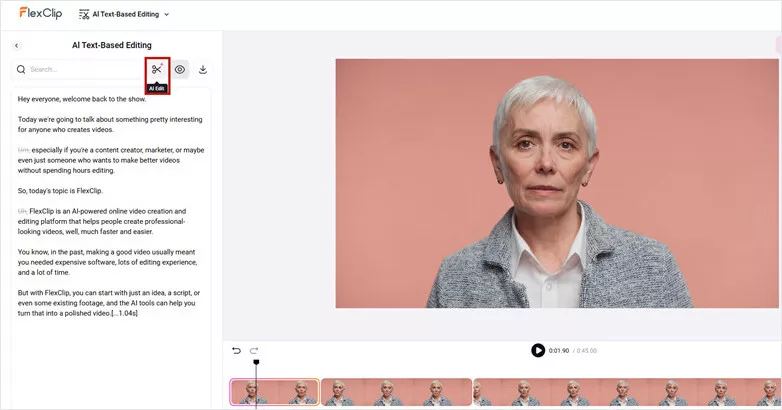 Transcribe and Edit Your Talking Head Recording