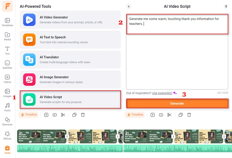 Generate AI Teacher's Day Video Script