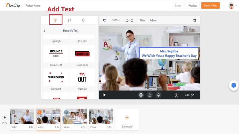 Create Teacher's Day Videos - Add Text